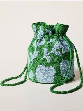 Kate Spade X Target - Green Beaded Floral Drawstring Bag
